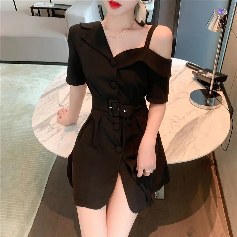 Dresses for Women 2024 Silk Clothes Formal Occasion Blazer Woman Dress Satin Chiffon Mini Short Sensual Sexy One-piece New In X