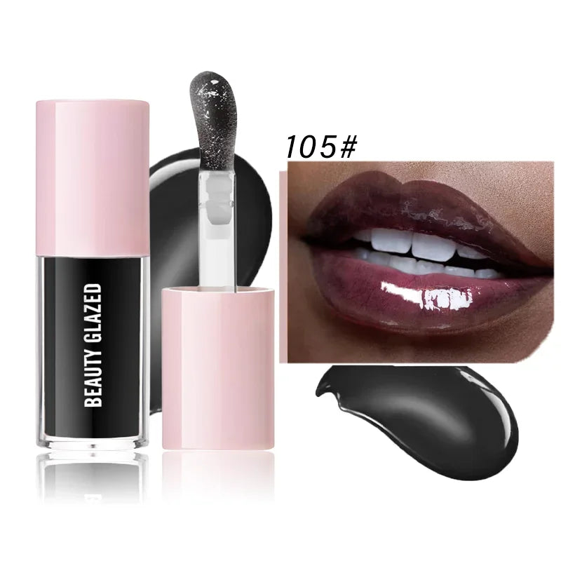 BEAUTY GLAZED Black Transparent Lip Gloss,Nourishing, Anti-aging, Brightening Lips, Lip Care Oil 