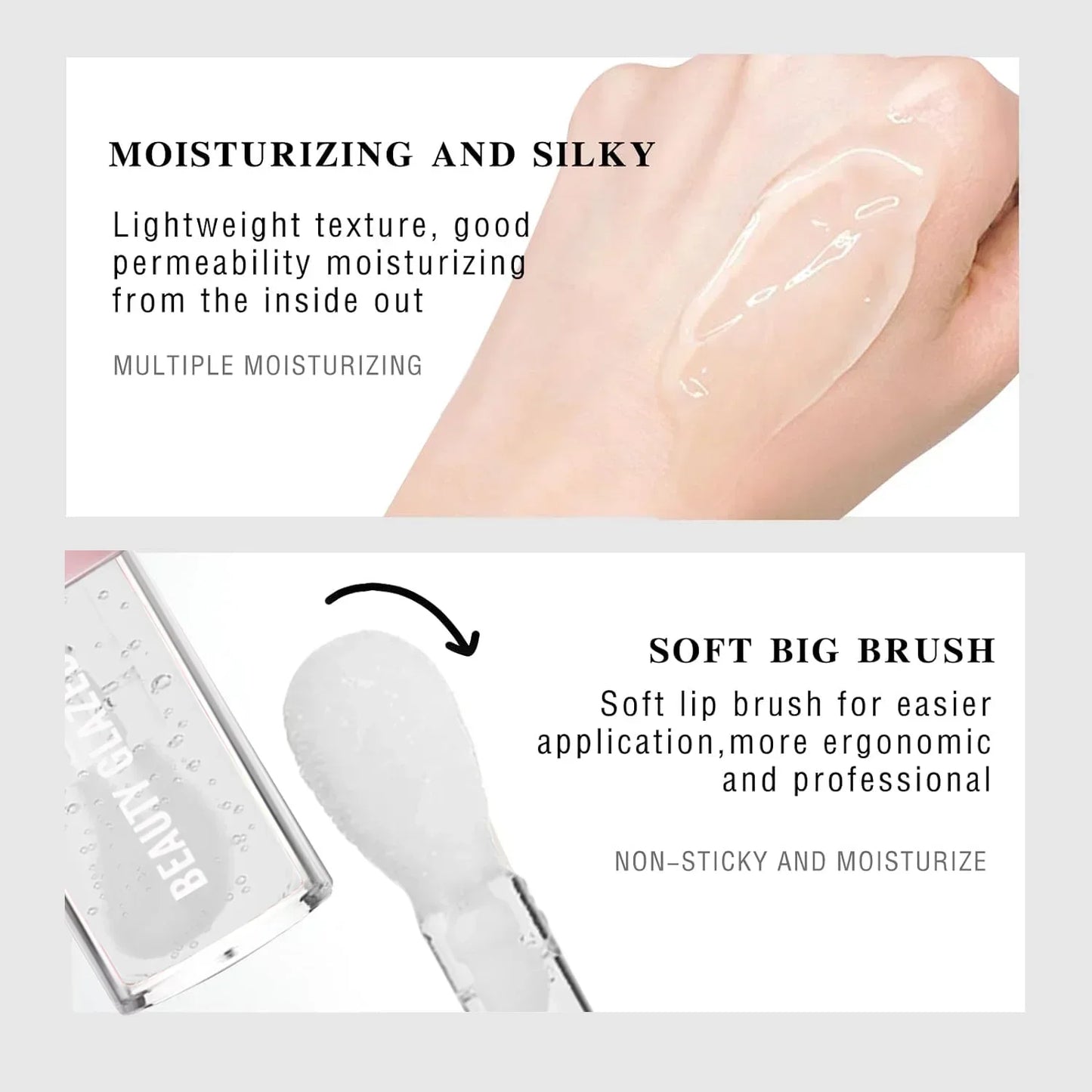 BEAUTY GLAZED Black Transparent Lip Gloss,Nourishing, Anti-aging, Brightening Lips, Lip Care Oil 