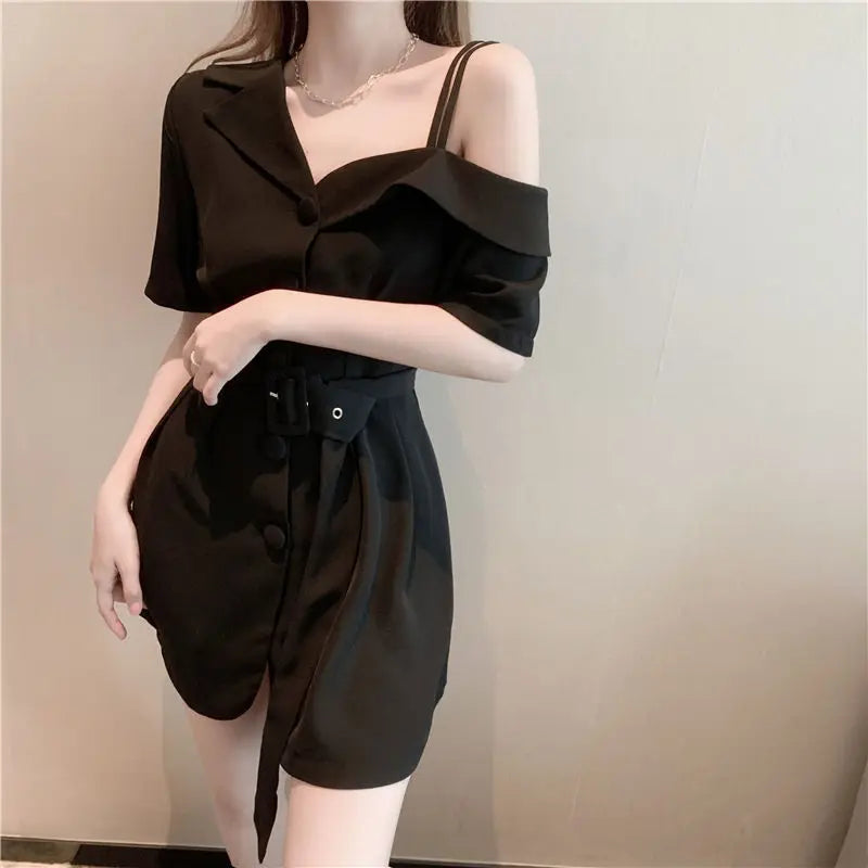 Dresses for Women 2024 Silk Clothes Formal Occasion Blazer Woman Dress Satin Chiffon Mini Short Sensual Sexy One-piece New In X