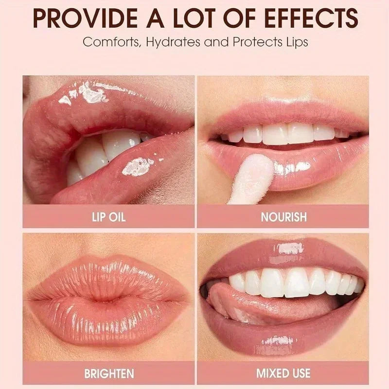 BEAUTY GLAZED Black Transparent Lip Gloss,Nourishing, Anti-aging, Brightening Lips, Lip Care Oil 