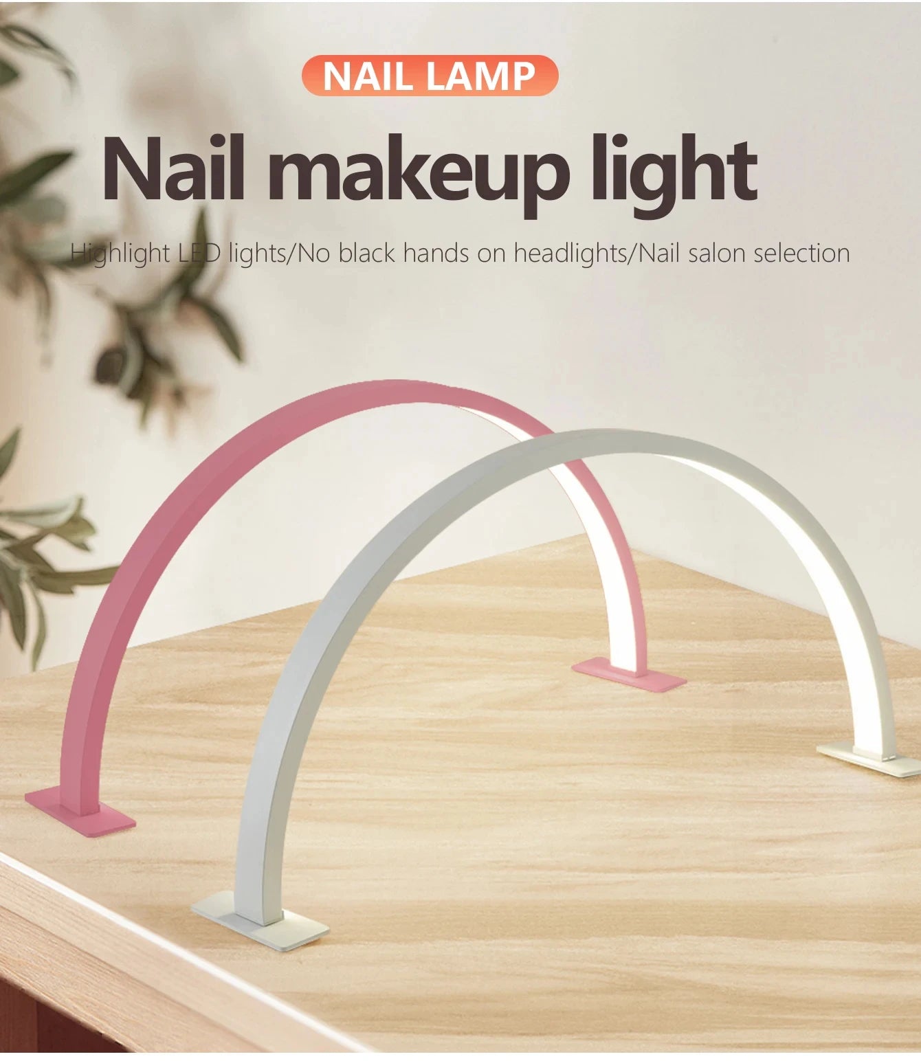 LED Nail Lamp Half Moon Beauty and Brightening Beauty Salon Desktop Lamp Eyelash Beauty Makeup Eye Care Nail Art Special Lights