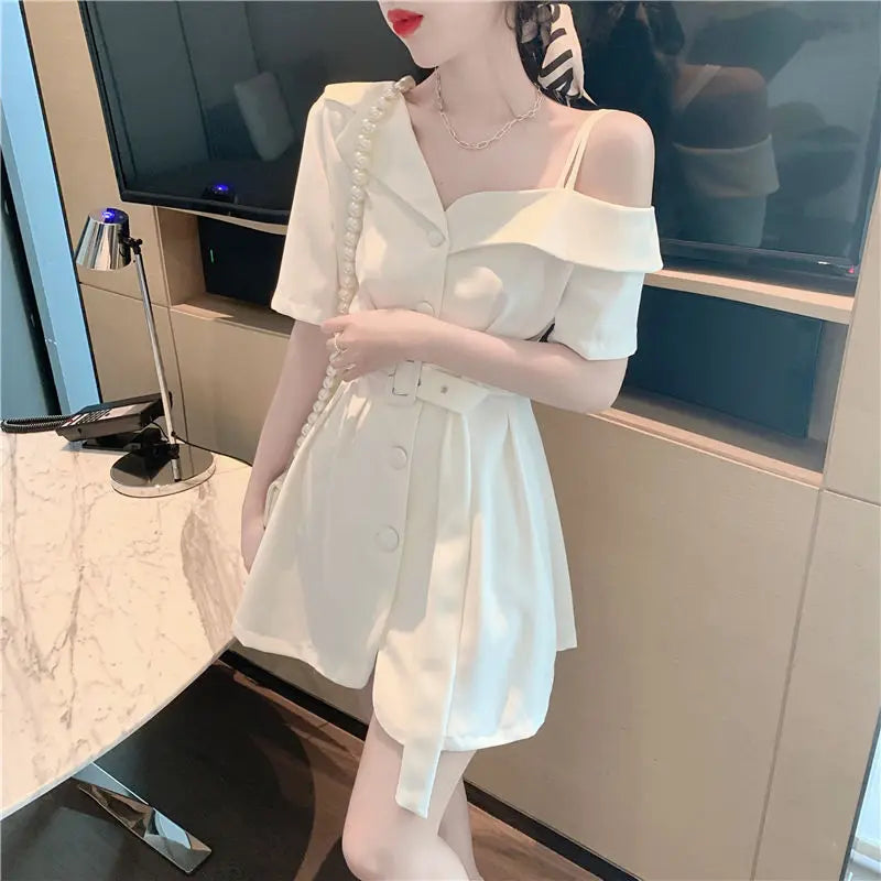 Dresses for Women 2024 Silk Clothes Formal Occasion Blazer Woman Dress Satin Chiffon Mini Short Sensual Sexy One-piece New In X