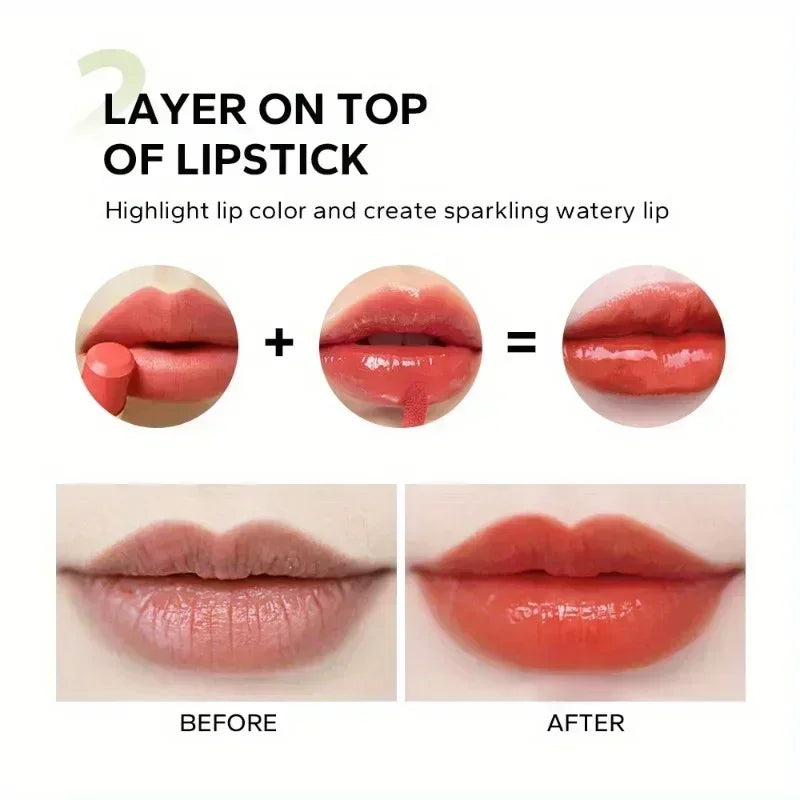 BEAUTY GLAZED Black Transparent Lip Gloss,Nourishing, Anti-aging, Brightening Lips, Lip Care Oil 