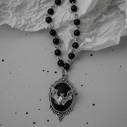 Gothic Bat Cross Dark Pendant Necklace