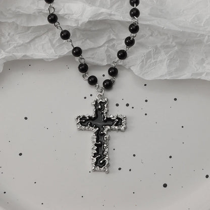 Gothic Bat Cross Dark Pendant Necklace