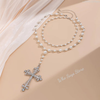 Gothic Style Large Cross Pendant Necklace