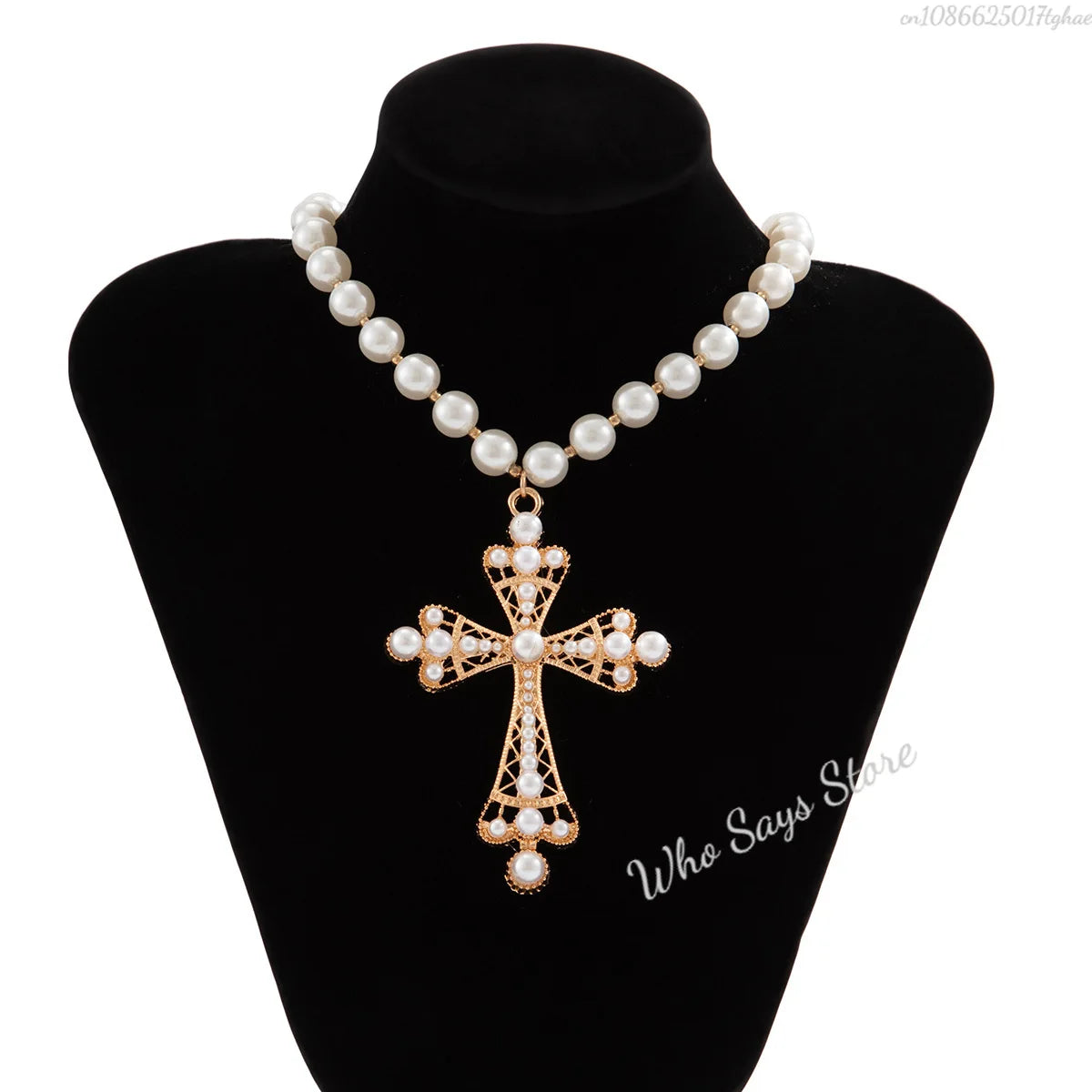Gothic Style Large Cross Pendant Necklace