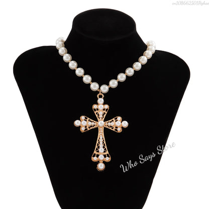 Gothic Style Large Cross Pendant Necklace