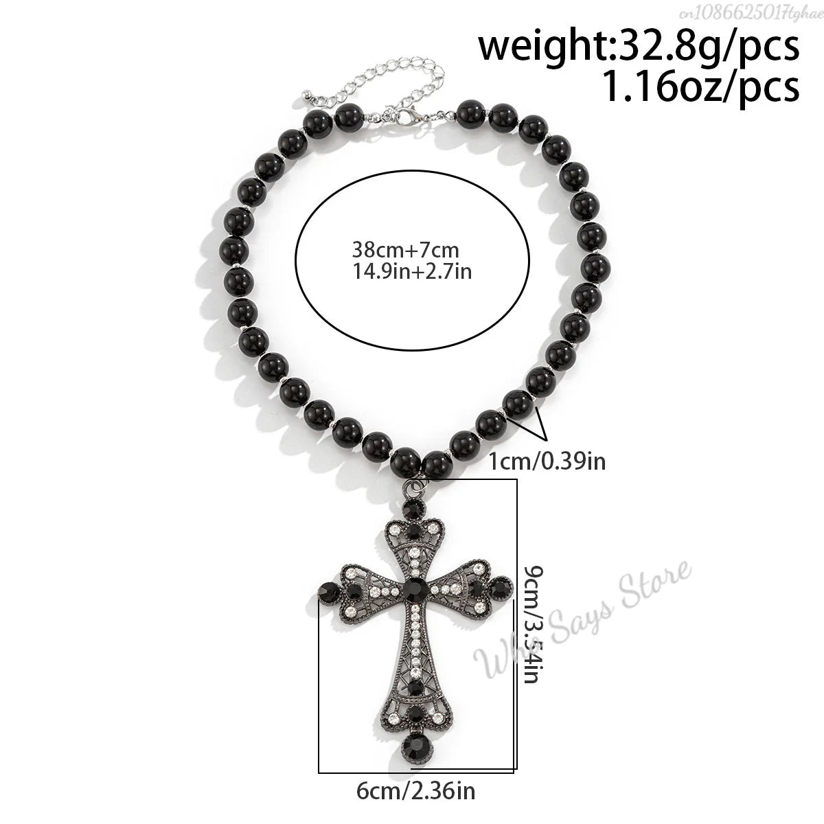 Gothic Style Large Cross Pendant Necklace