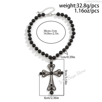 Gothic Style Large Cross Pendant Necklace