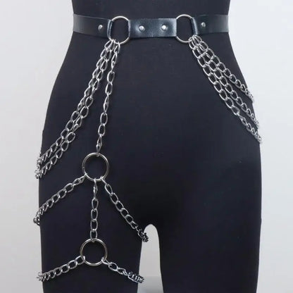 Gothic PU Leather Thigh Chain