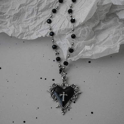 Gothic Bat Cross Dark Pendant Necklace