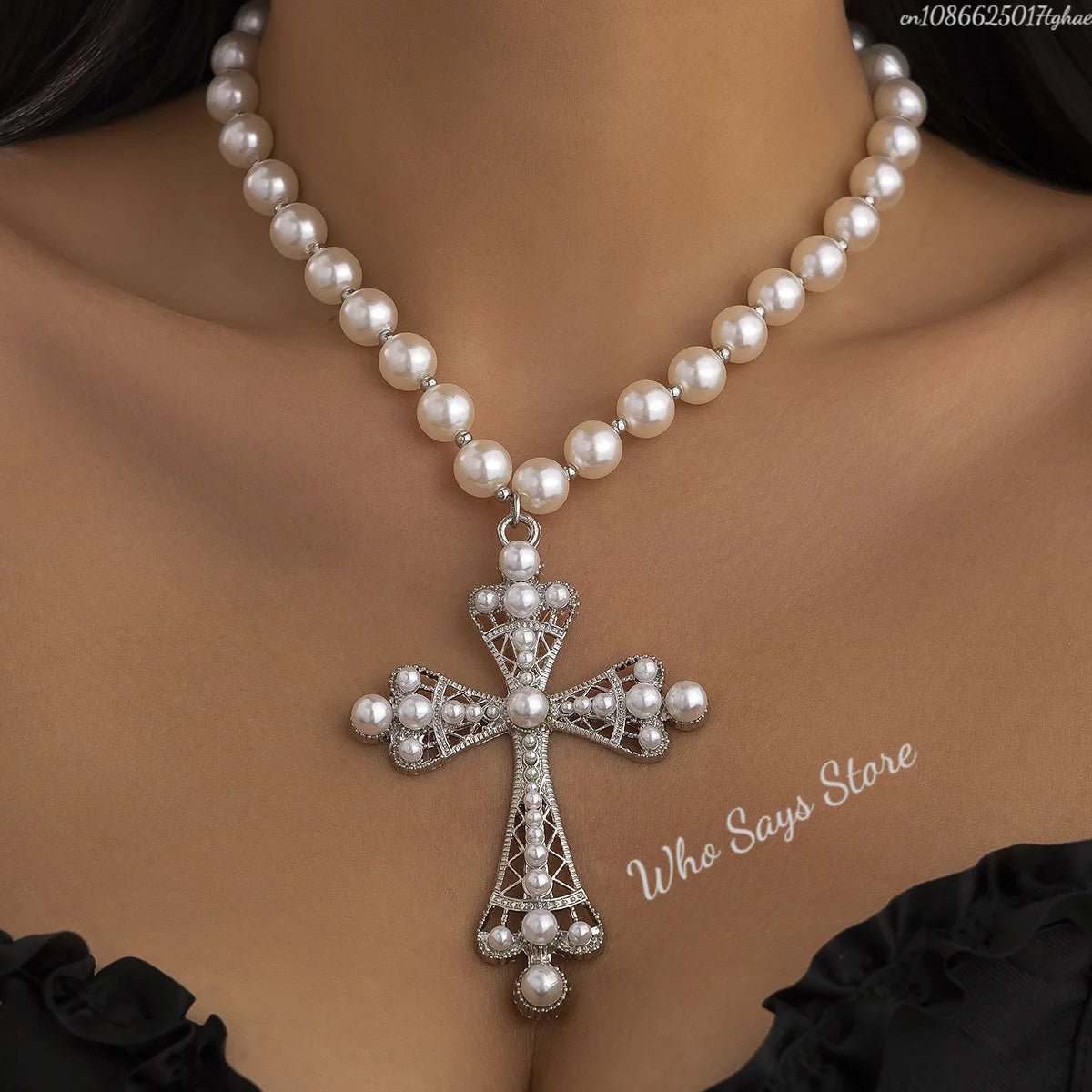 Gothic Style Large Cross Pendant Necklace