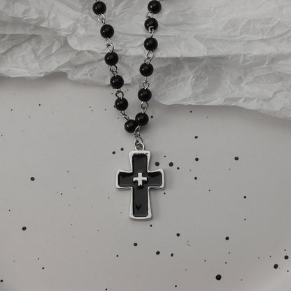 Gothic Bat Cross Dark Pendant Necklace