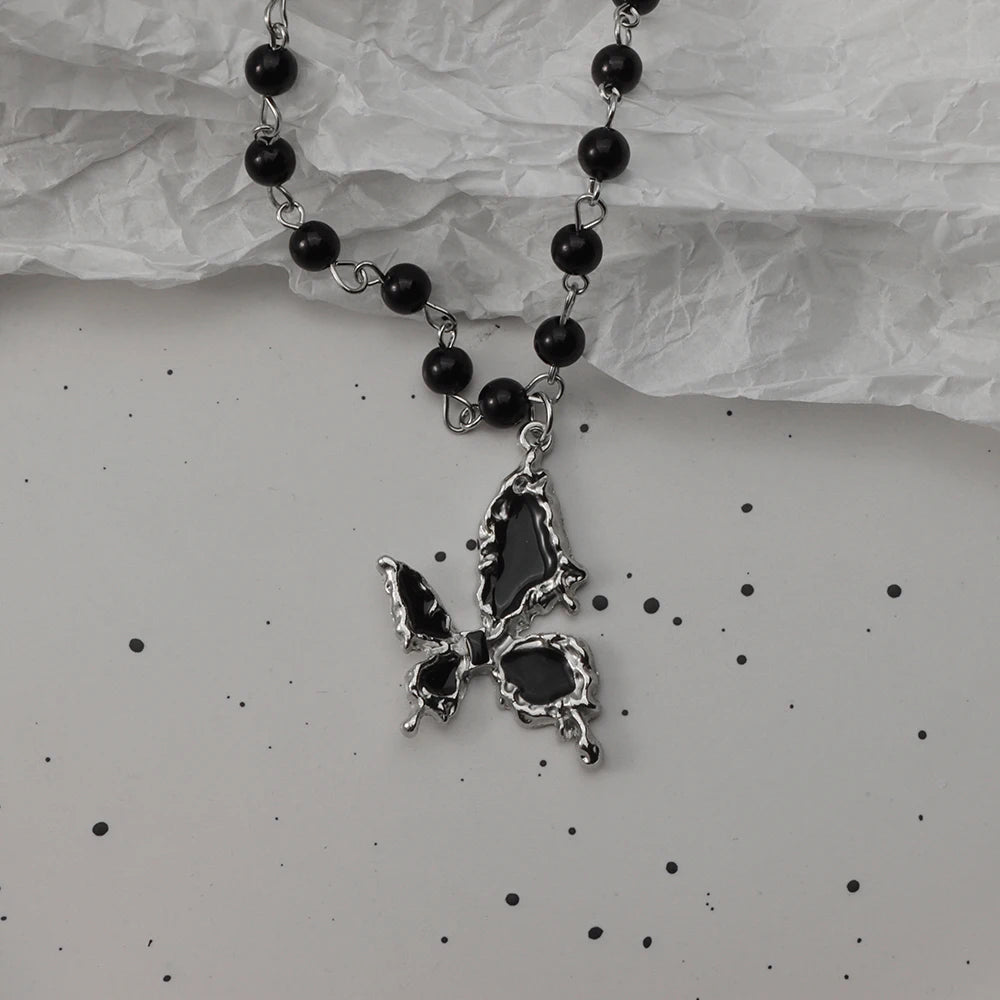 Gothic Bat Cross Dark Pendant Necklace