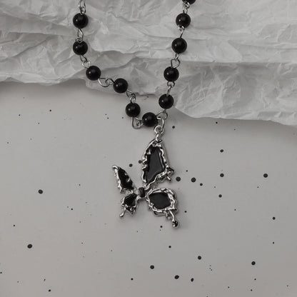 Gothic Bat Cross Dark Pendant Necklace