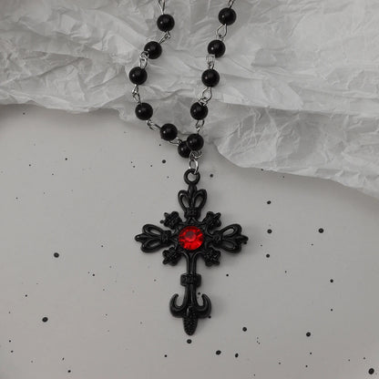 Gothic Bat Cross Dark Pendant Necklace