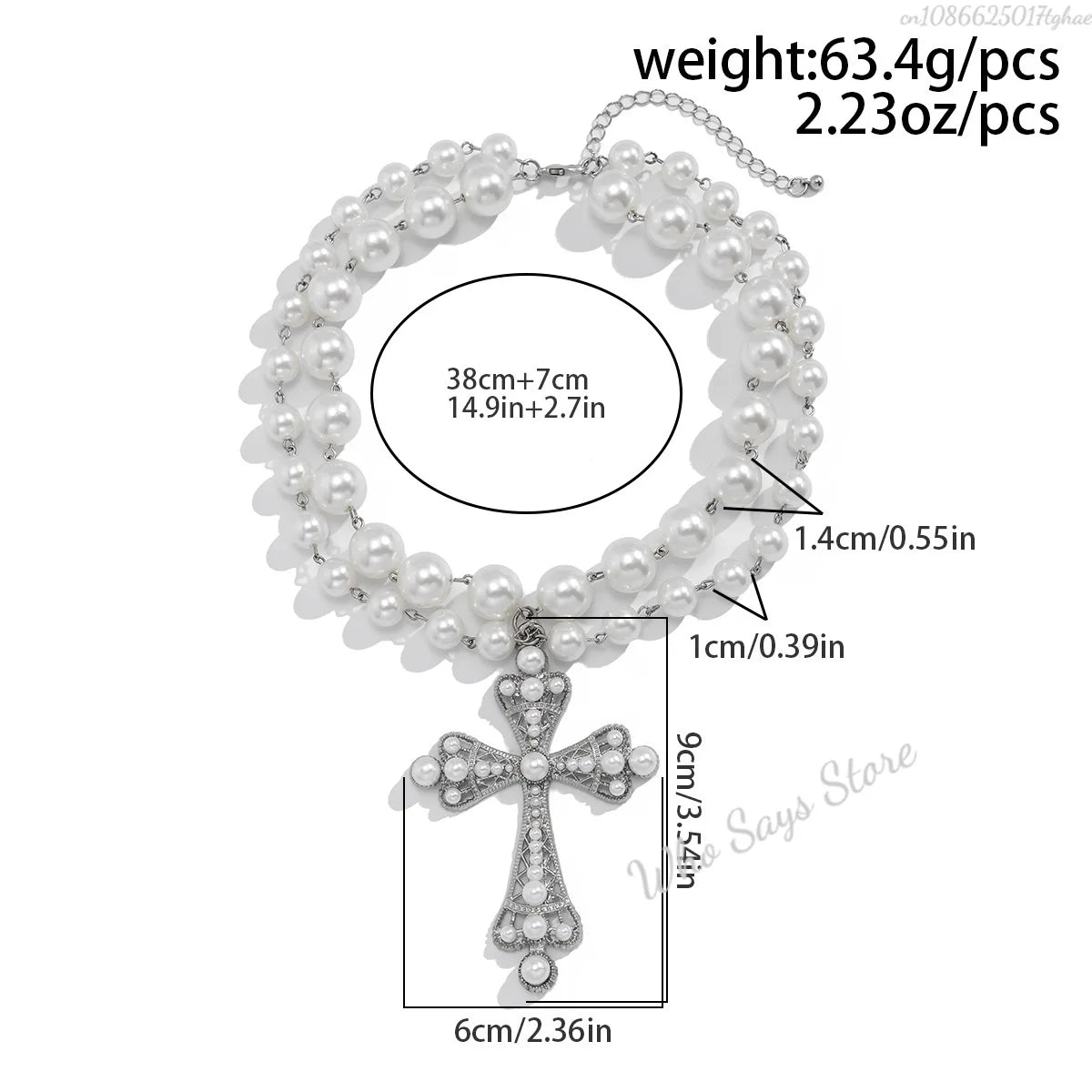 Gothic Style Large Cross Pendant Necklace