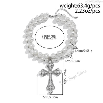 Gothic Style Large Cross Pendant Necklace