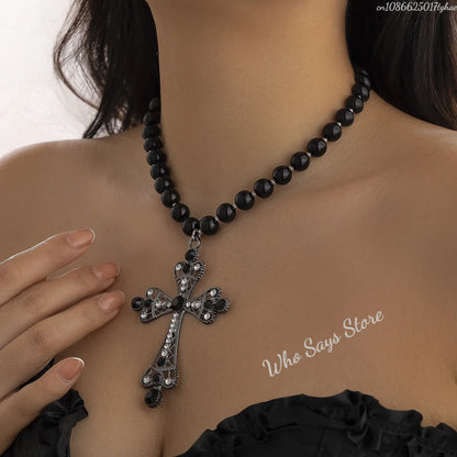 Gothic Style Large Cross Pendant Necklace