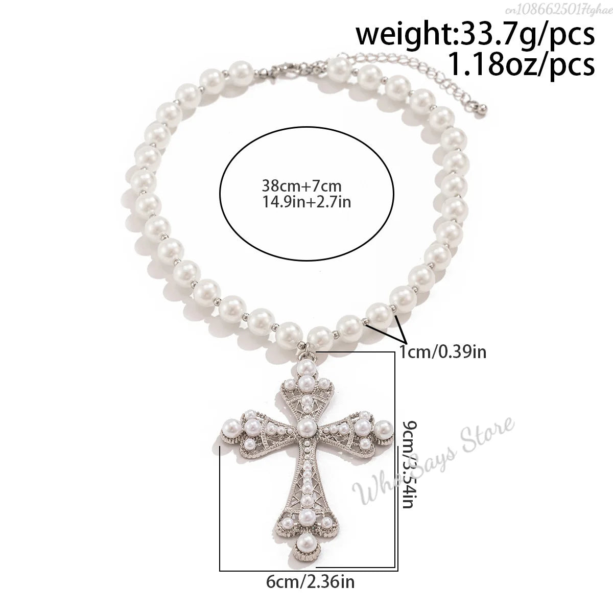 Gothic Style Large Cross Pendant Necklace