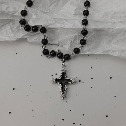 Gothic Bat Cross Dark Pendant Necklace