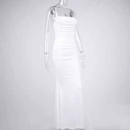 Elegant Dresses for Women Almond Corset Maxi Dress Draped Evening Night Party Dresses Bodycon Sexy Backless Dress with Fishbone