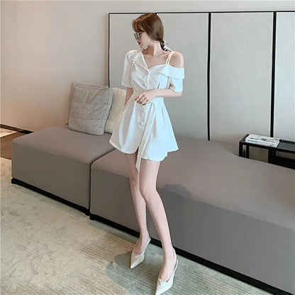 Dresses for Women 2024 Silk Clothes Formal Occasion Blazer Woman Dress Satin Chiffon Mini Short Sensual Sexy One-piece New In X