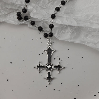 Gothic Bat Cross Dark Pendant Necklace