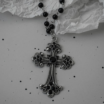 Gothic Bat Cross Dark Pendant Necklace