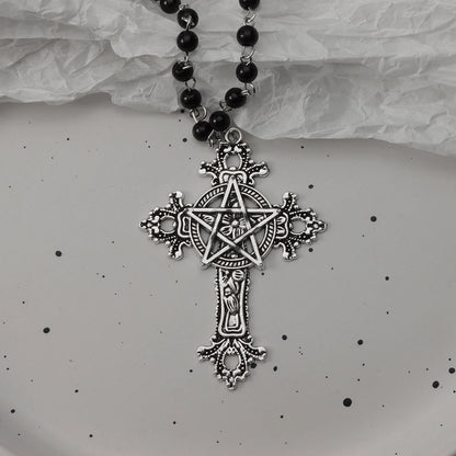 Gothic Bat Cross Dark Pendant Necklace