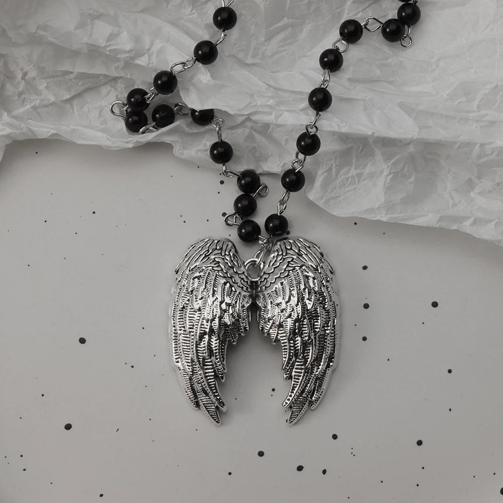Gothic Bat Cross Dark Pendant Necklace