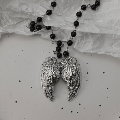 Gothic Bat Cross Dark Pendant Necklace