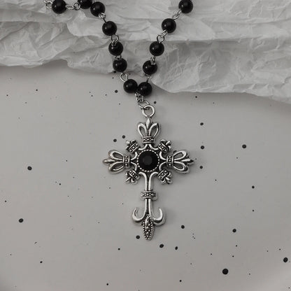 Gothic Bat Cross Dark Pendant Necklace