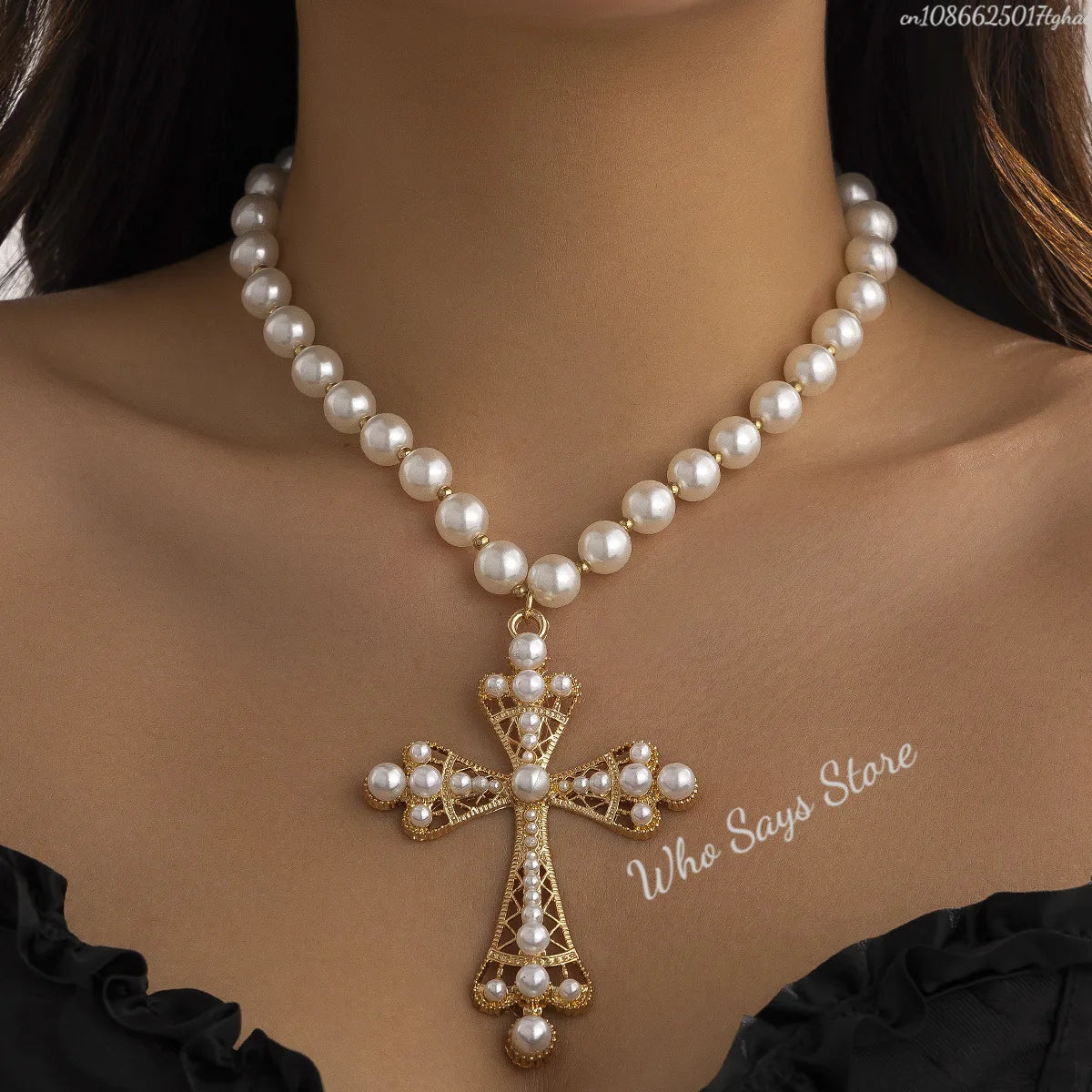Gothic Style Large Cross Pendant Necklace