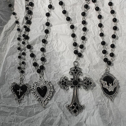Gothic Bat Cross Dark Pendant Necklace