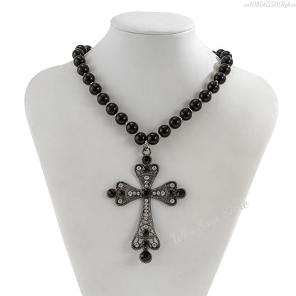 Gothic Style Large Cross Pendant Necklace
