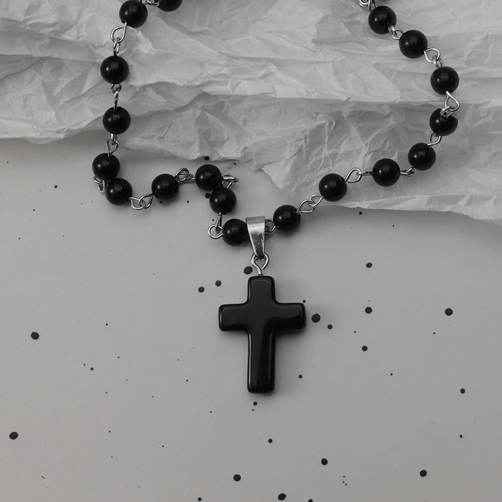 Gothic Bat Cross Dark Pendant Necklace