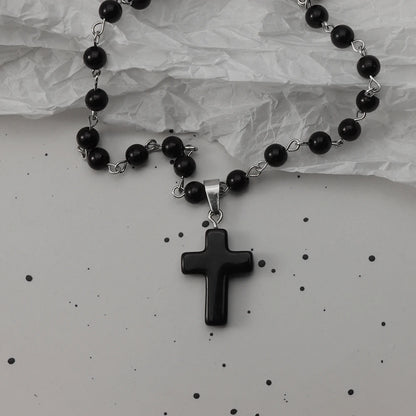Gothic Bat Cross Dark Pendant Necklace